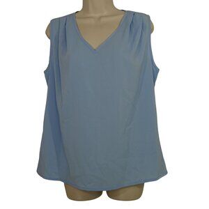Shein Blue Sleeveless VNeck Tank Top Women Size L 8 10  Contemporary Office Chic
